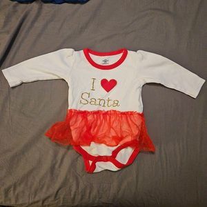 Baby Girls Little Treasure I Love Santa Tutu Bodysuit Size 3-6 Months Red White